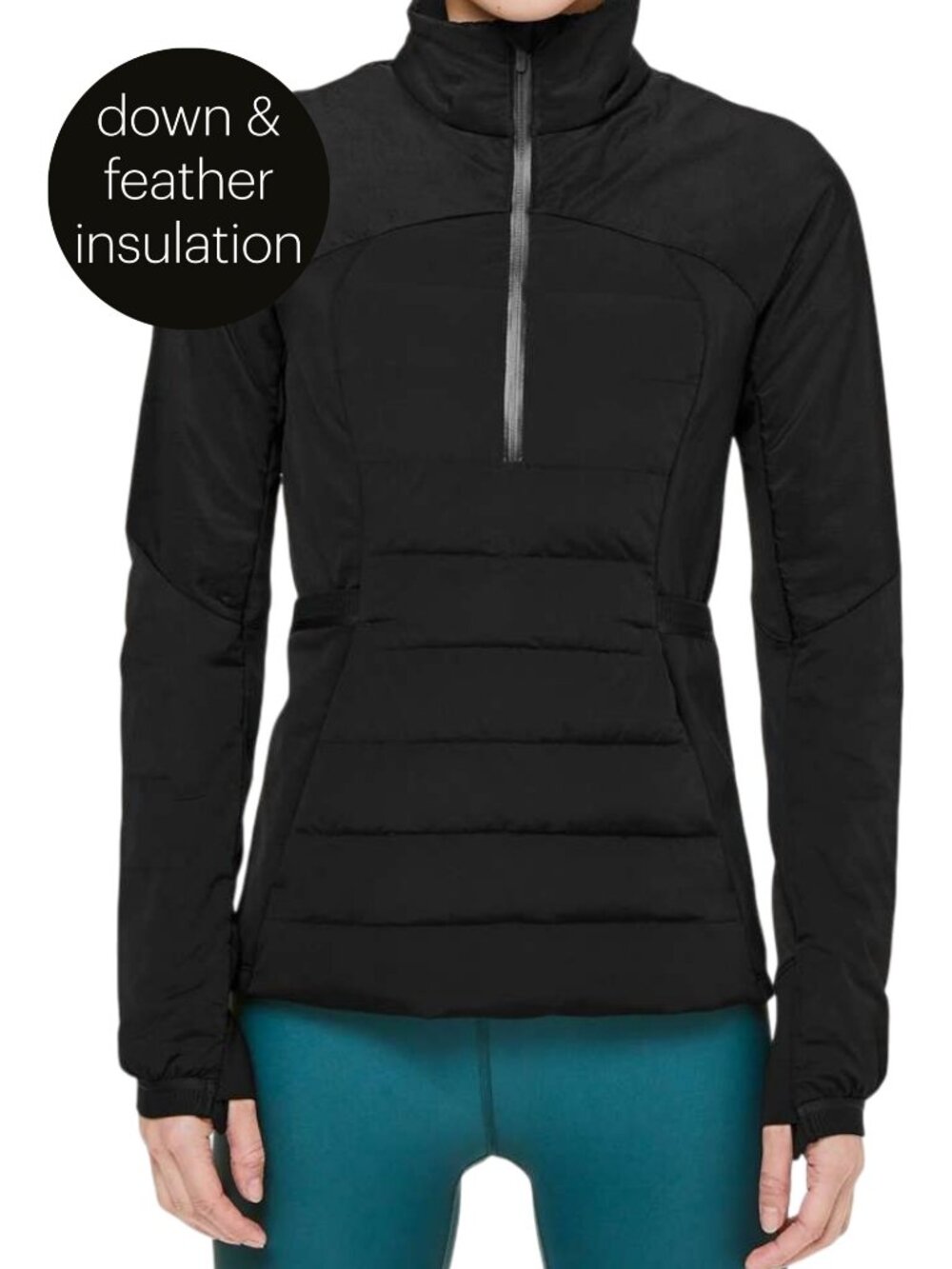 LULULEMON Black Down For It All Insulated Running Pullover size 10